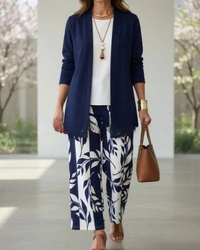 Cardigan Set Damen | 3-teilig mit Weste und Hose 49