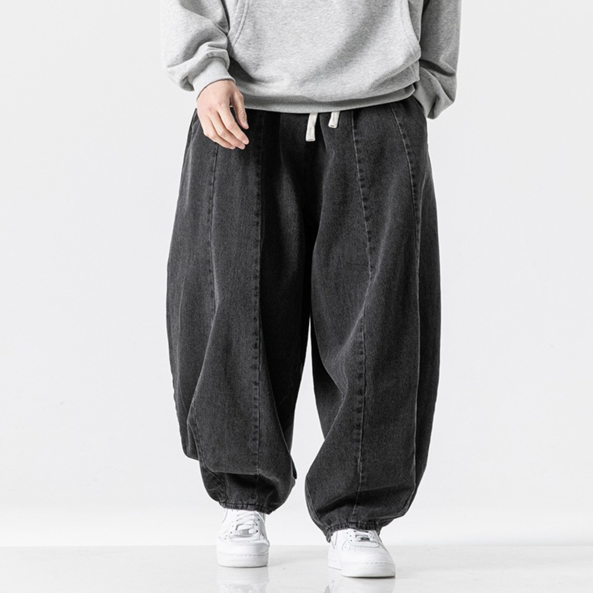 Herren Ballon-Jeans Verstellbarer Bund Weites Bein 5