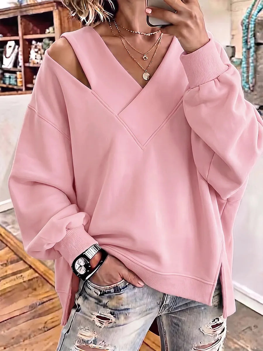 Sweatshirt Damen | V-Ausschnitt mit Cut-out-Details 10