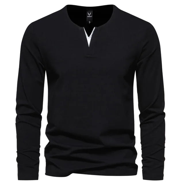 Herren Henley Shirt Langarm Regular Fit Freizeitshirt 3