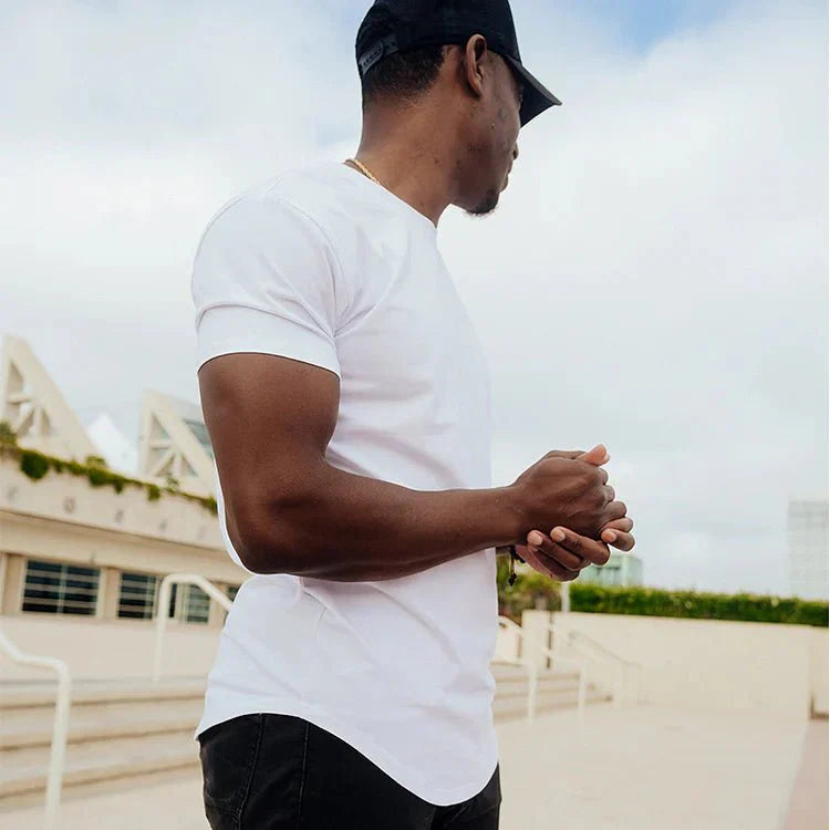 T Shirt Herren | Slim-Fit Curved-Hem Basic für jeden Tag