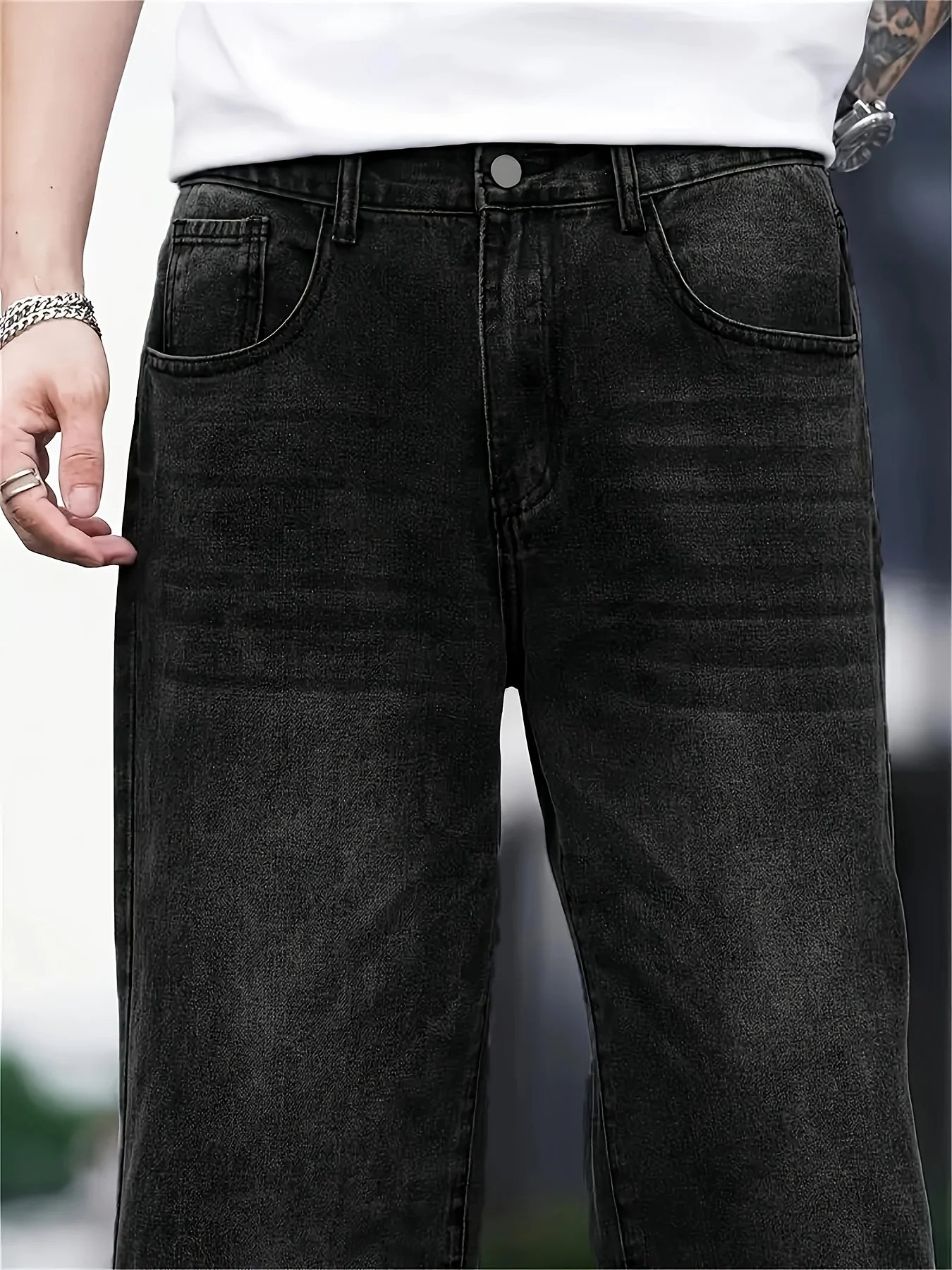 Herren Baggy Jeans Vintage Look Lockere Passform Lange Länge