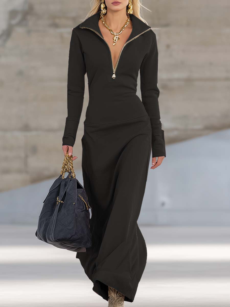 Beatrice | Damen Rosa Kapuzen Maxikleid Langarm 12