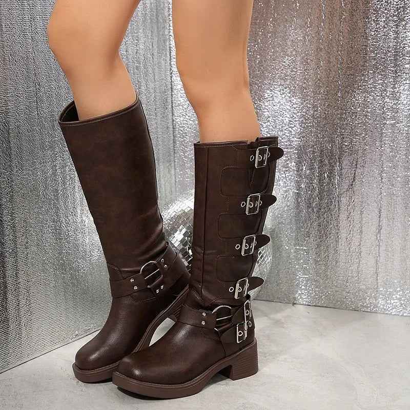 Biker Stiefel Damen | Schnallen & Blockabsatz