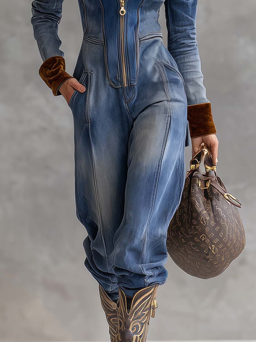 Brunhilde | Damen Kapuzen Jumpsuit mit Reißverschluss 4