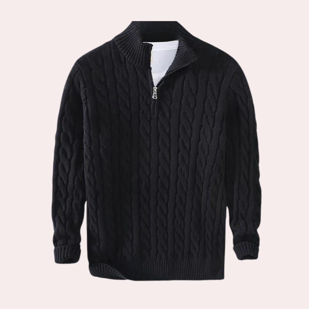 Strickpullover Herren | Zopfmuster mit Half-Zip 6