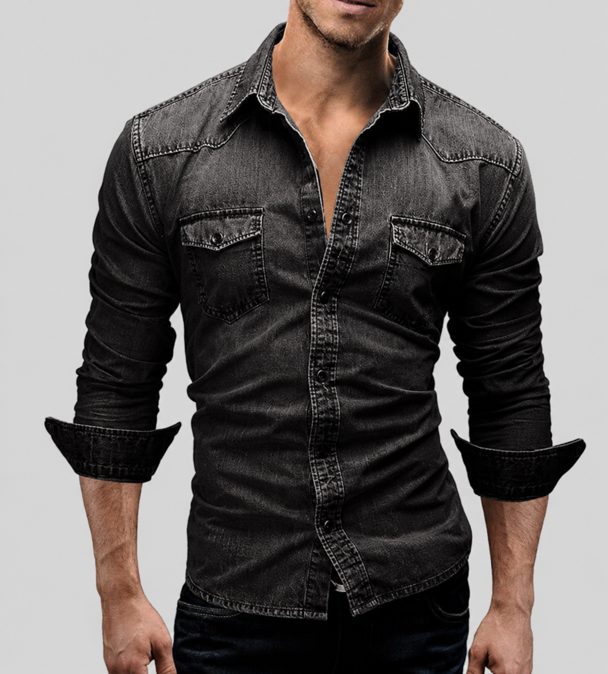 Jeanshemd Herren | Vintage Used-Look 6