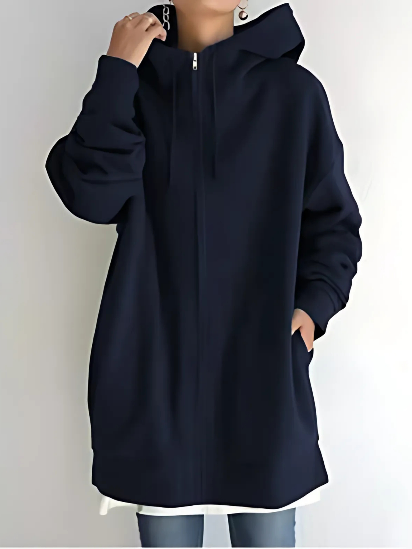 Damen-Kapuzenpullover mit Reißverschluss | mit Taschen