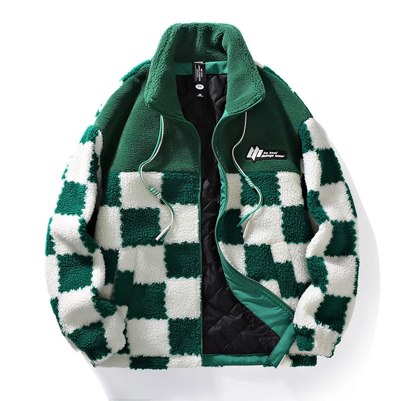 Fleecejacke für Herren | Schachbrettmuster | Winter