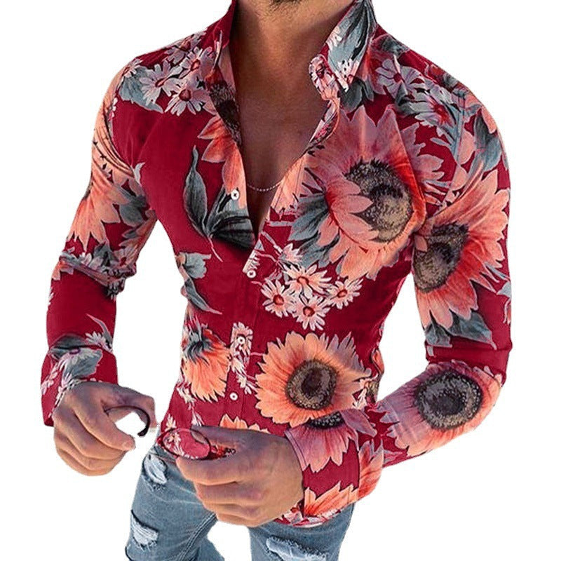 Floriano | Herren Langarm Hemd mit Blumenmuster 12