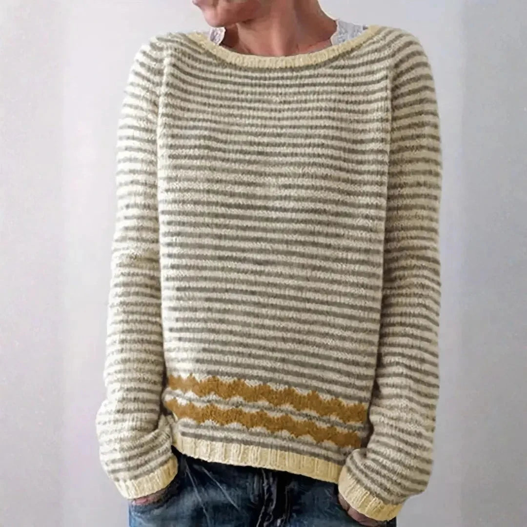 Gestreifter Strickpullover für Damen | Leicht