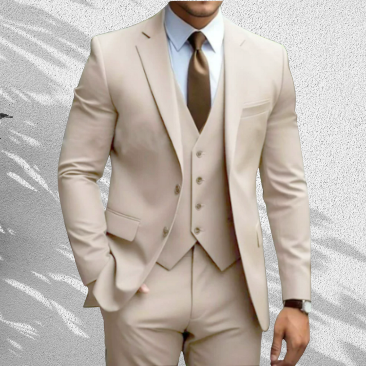 Hochwertiger Dreiteiler – Slim Fit Anzug für Herren zur Hochzeit