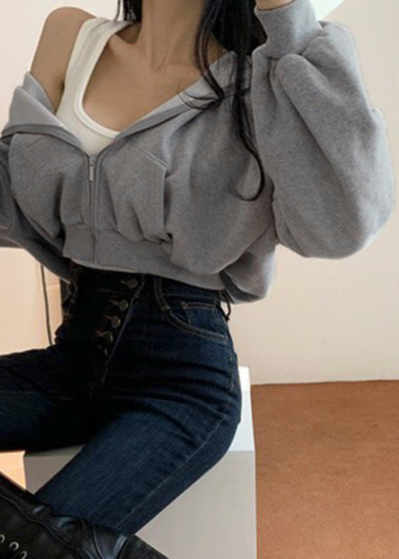 Kapuzenpullover Damen | Kurz geschnitten mit Zip