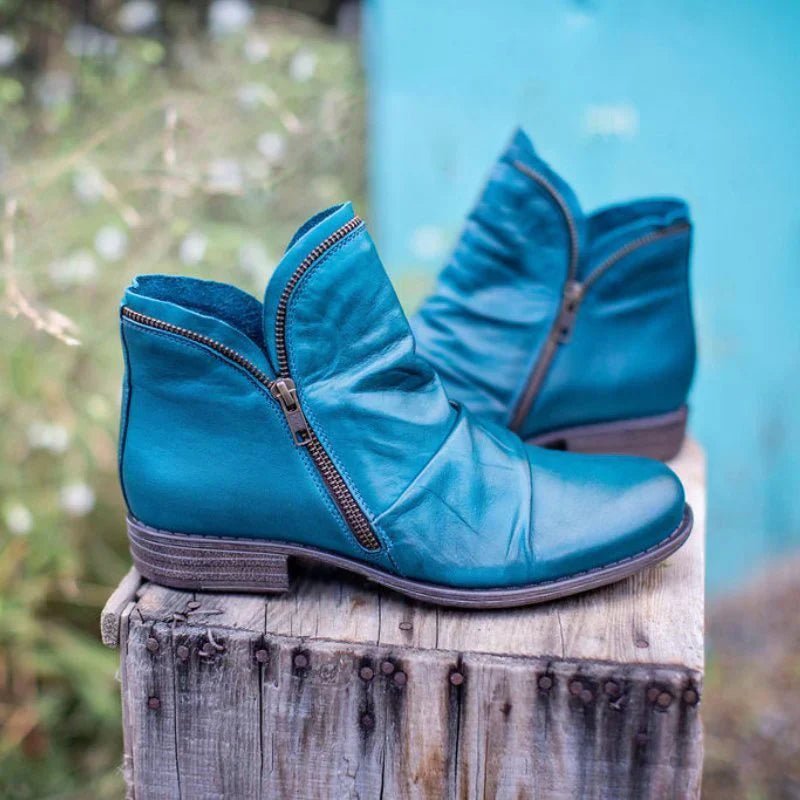Kunstlederstiefel für Damen | Reißverschluss-Design