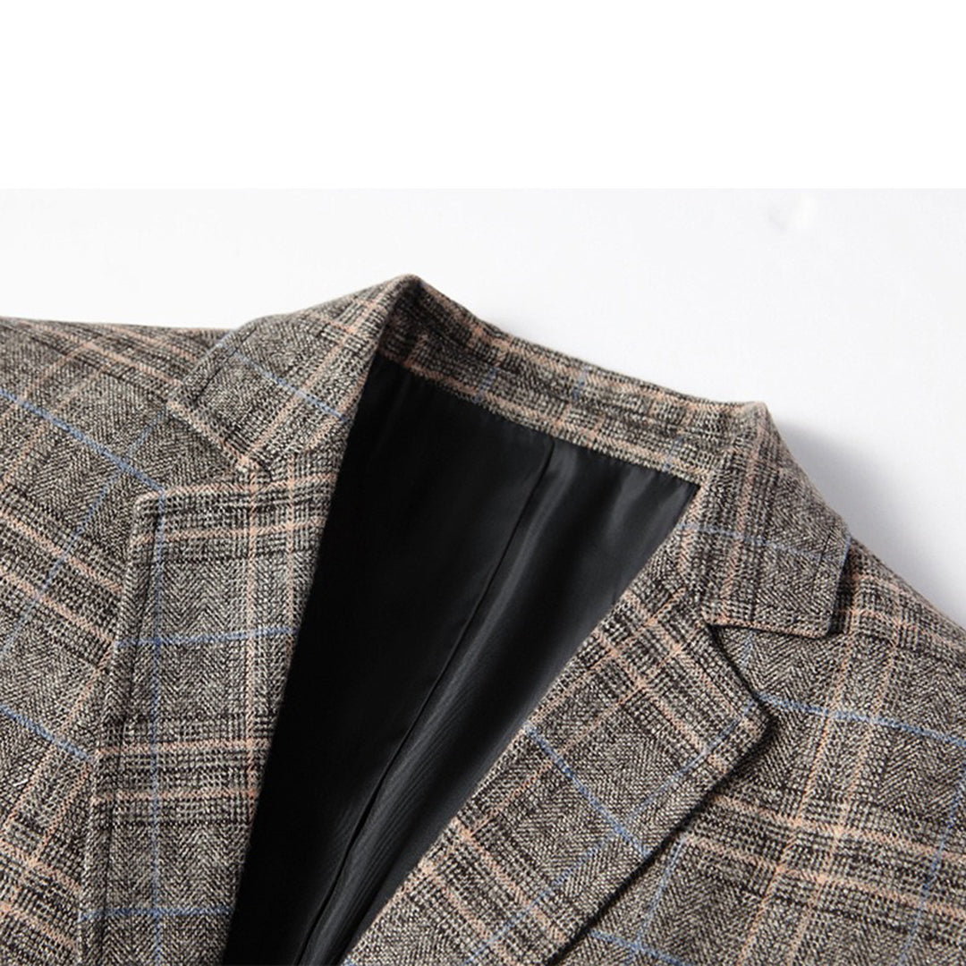 Langarm Blazer Herren | Karo-Muster & Slim Fit