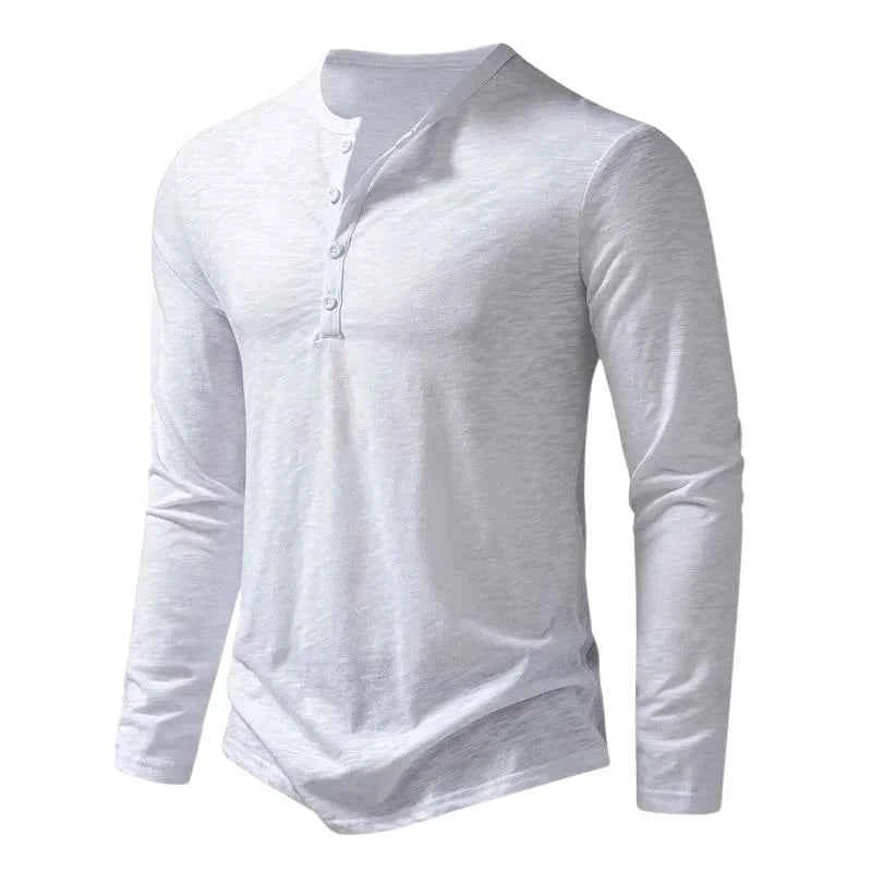 Langarmshirt Herren | Henley-Stil mit Knopfleiste
