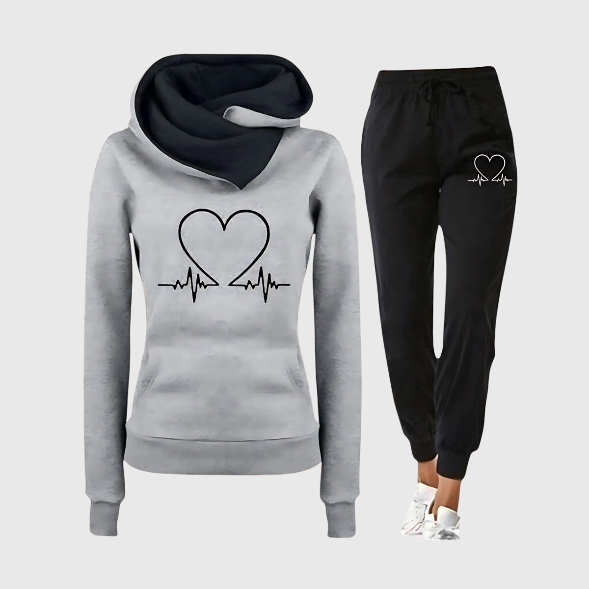 Helvind | Damen Loungewear Set Kapuzenpullover Jogginghose - Pink - Image 6