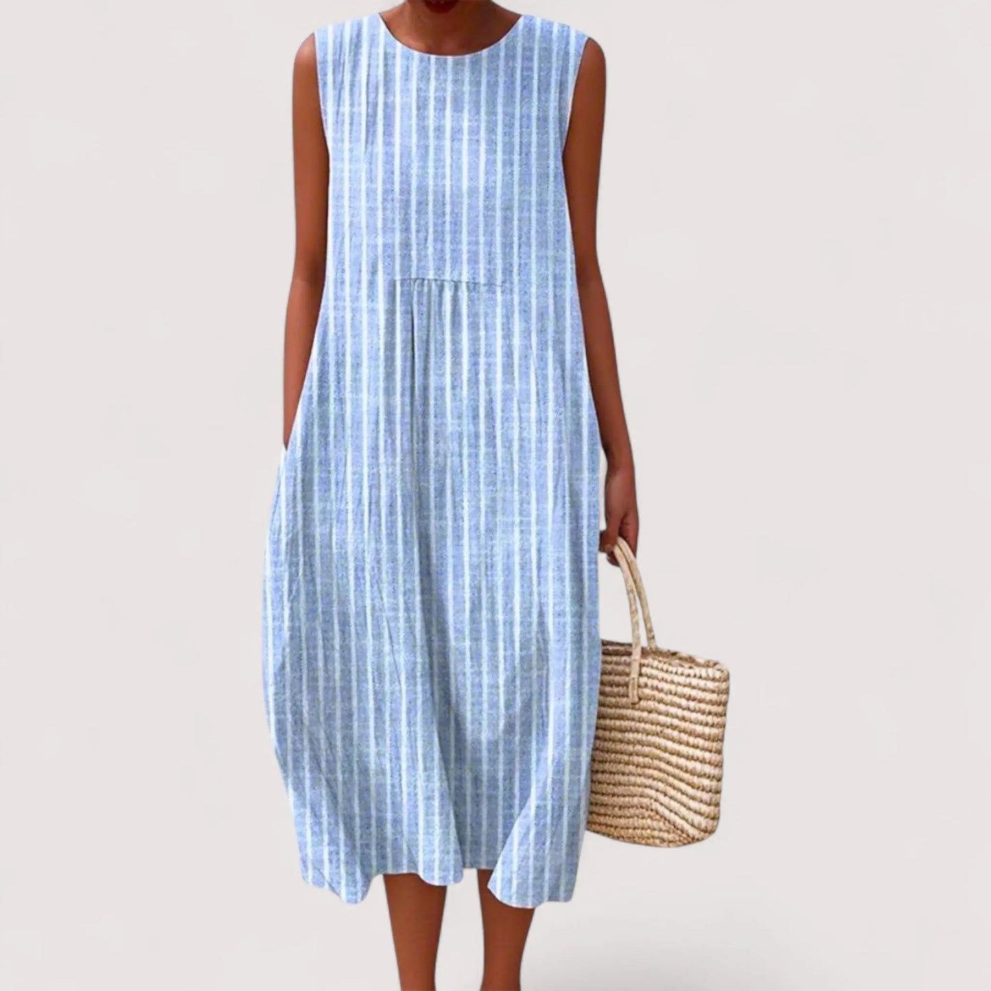 Midi Sommerkleid Damen | Ärmellos & Colorblock Karomuster