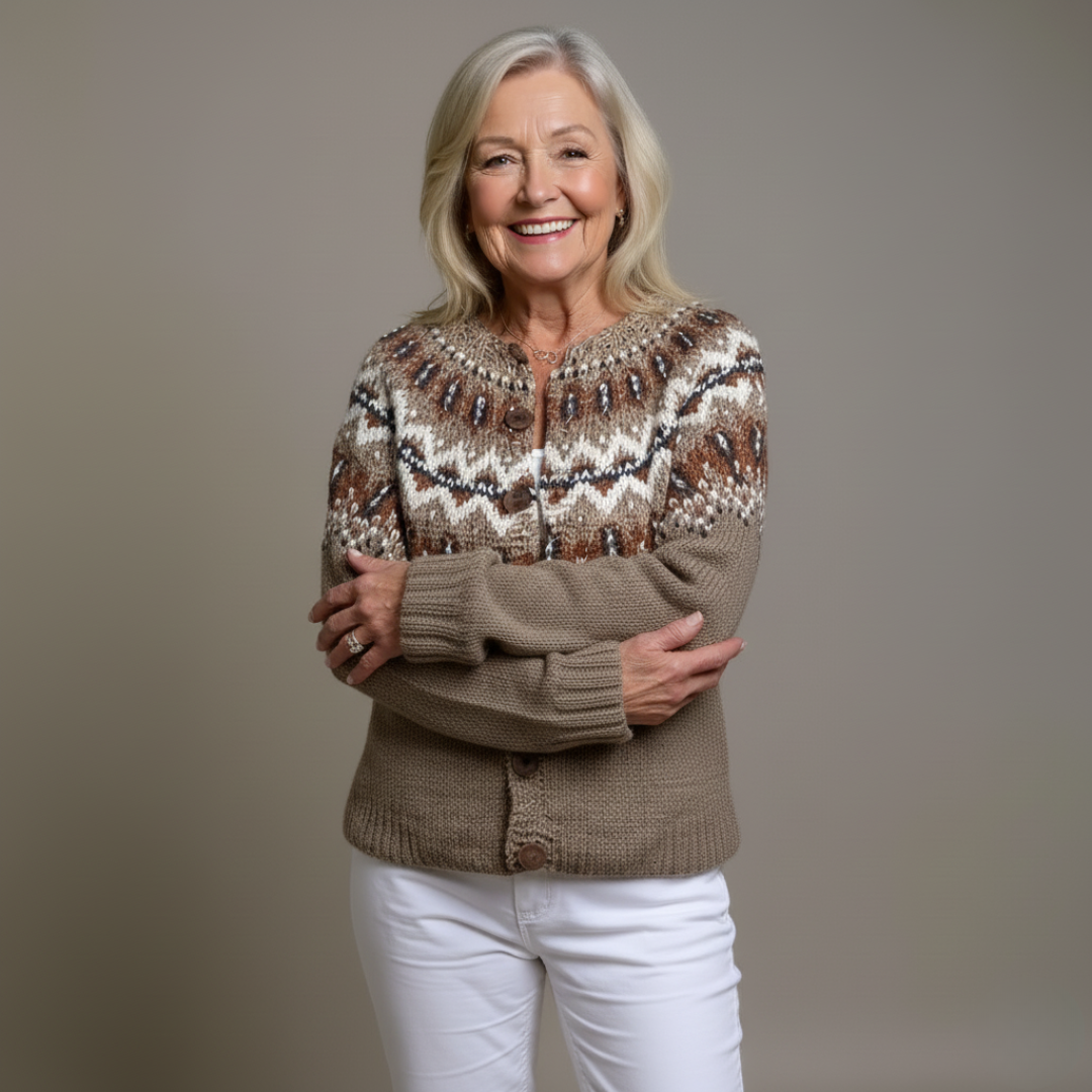 Strickjacke Damen | Vintage Muster & Kuschelig Warm 3