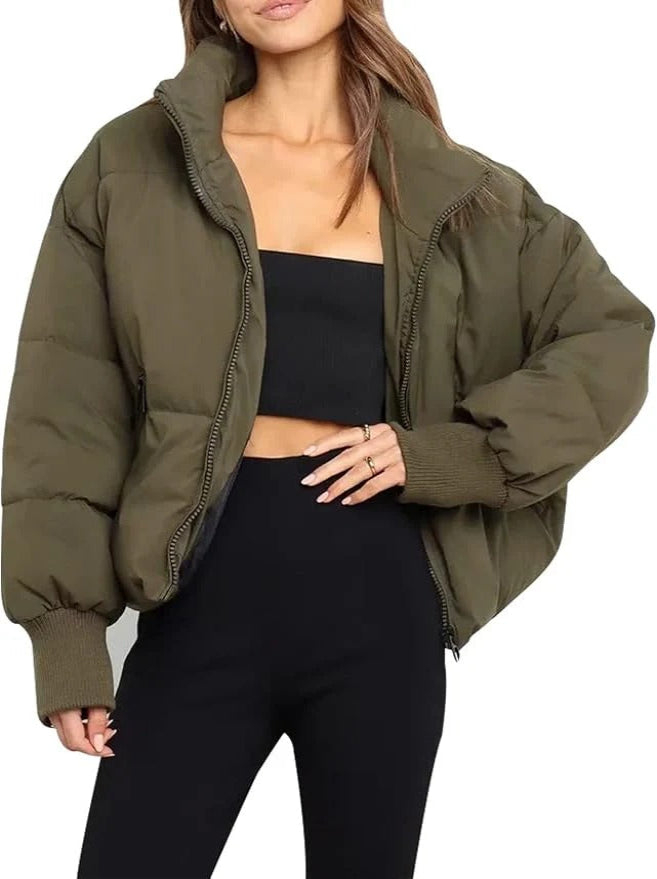 Oversize-Daunenjacke für Damen, hoher Kragen | Winter