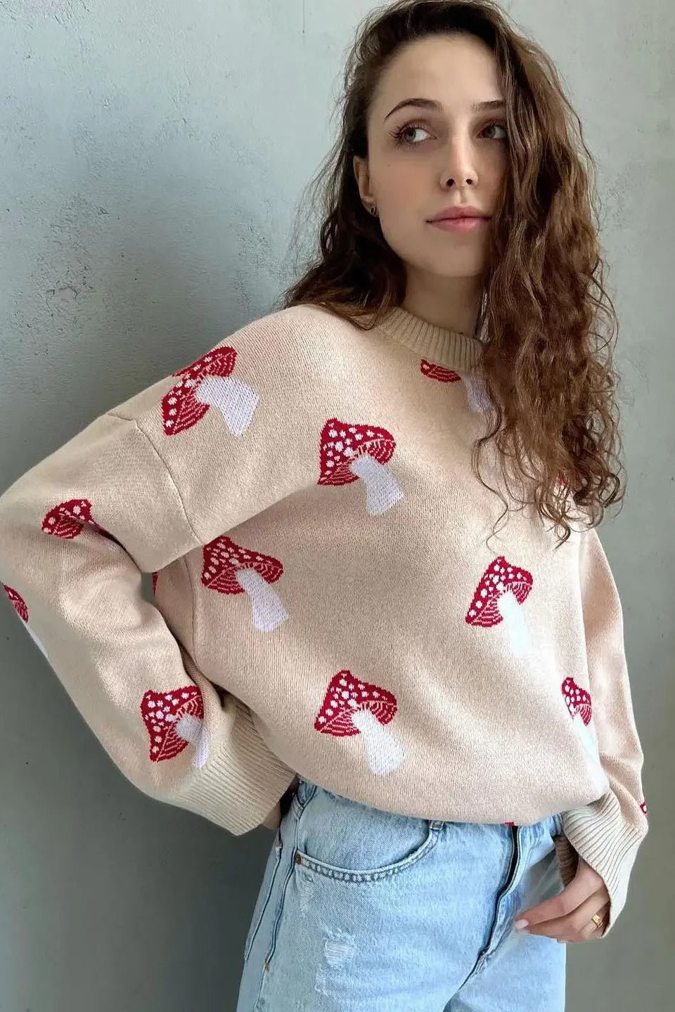Pullover Damen | Pilz-Motiv & Kuschelig Warm