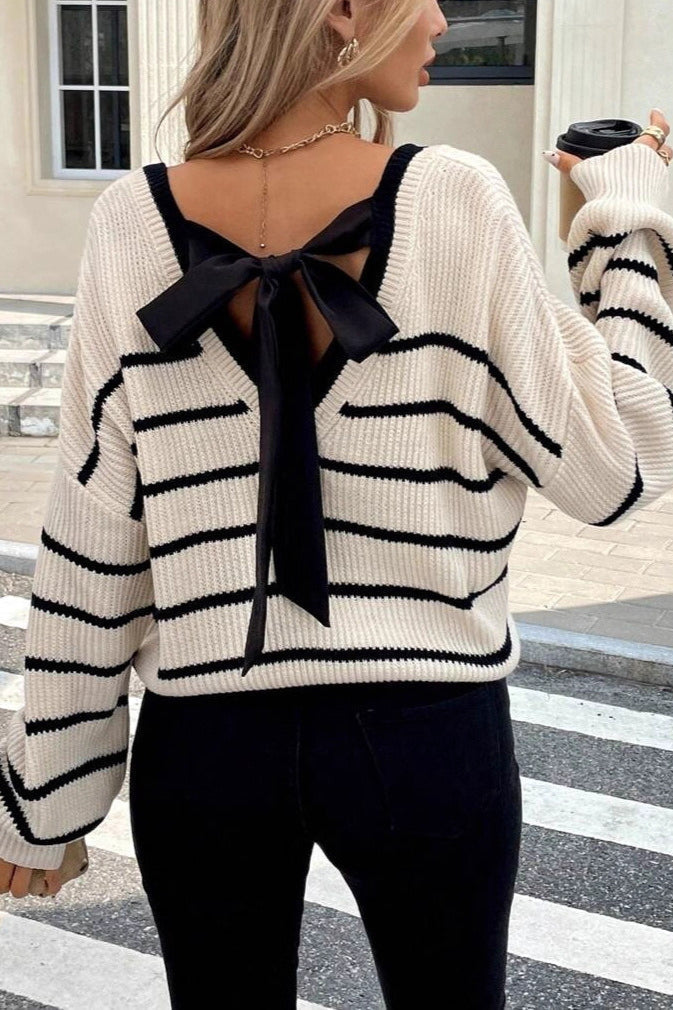 Pullover Damen mit V-Ausschnitt | Streifen & Lässig
