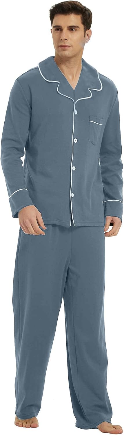 Pyjama Set Herren | Knopfleiste & Langarmkomfort