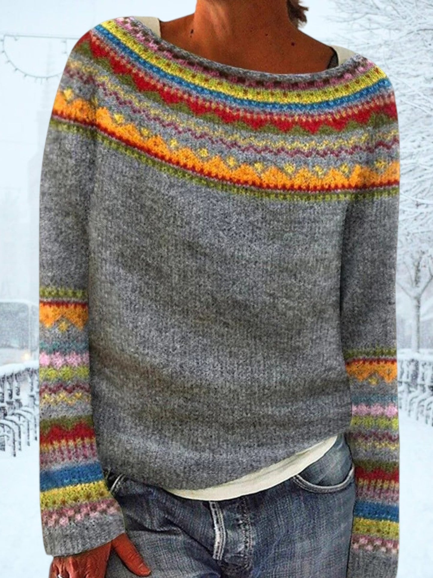 Retro-inspirierter Pullover | Grau