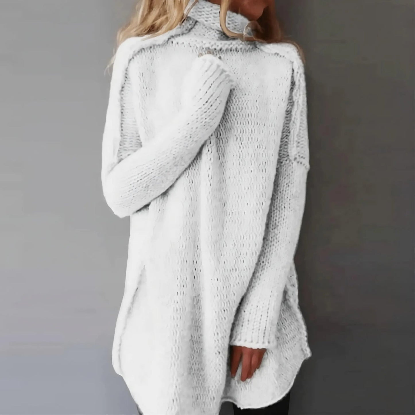Rollkragenpullover Damen | Zopfmuster