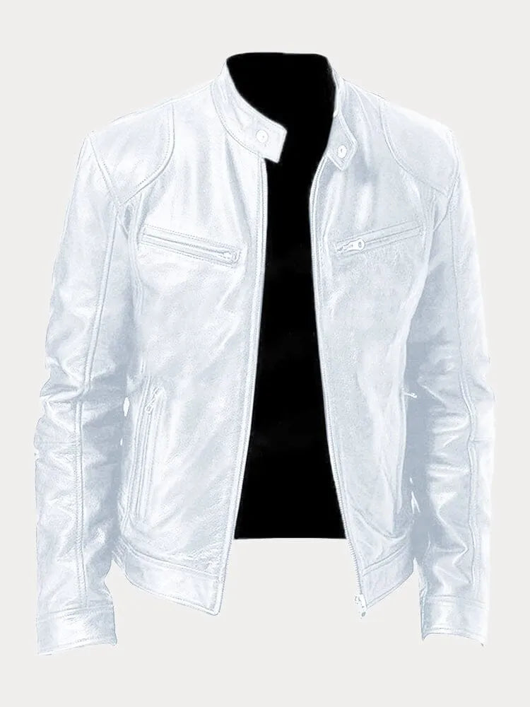 Bikerjacke Herren | Körpernaher Schnitt mit Stehkragen 17