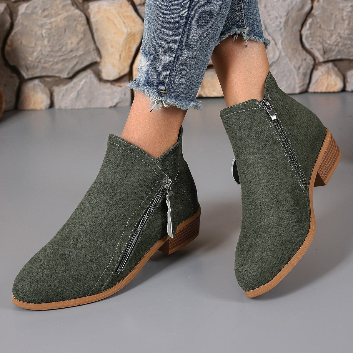 Stiefeletten Damen | Spitze Kappe & Seitlicher Zipper