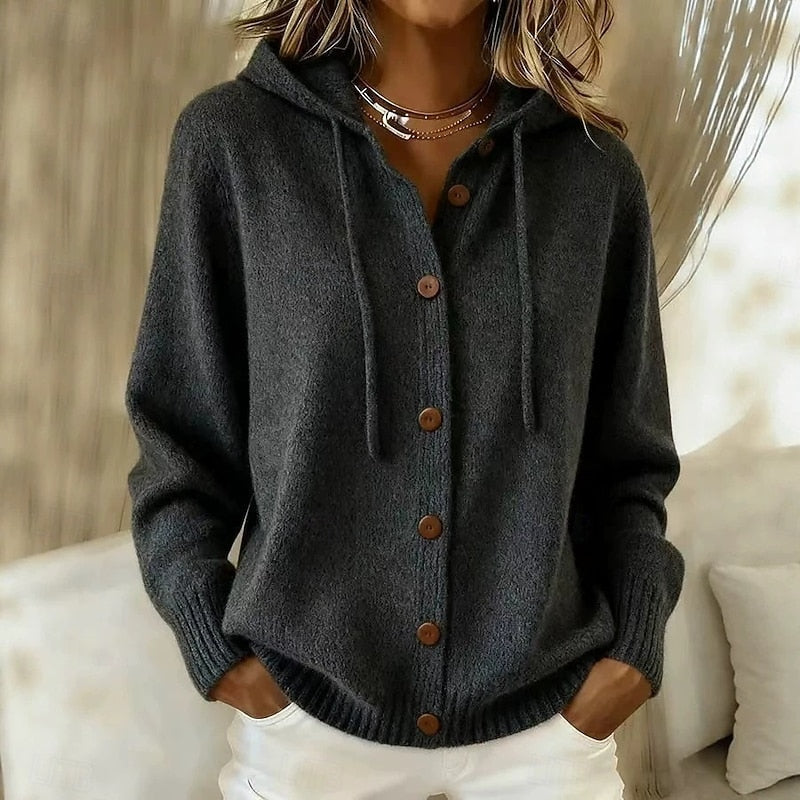 Strickjacke Damen | Mit Kapuze & Kordelzug