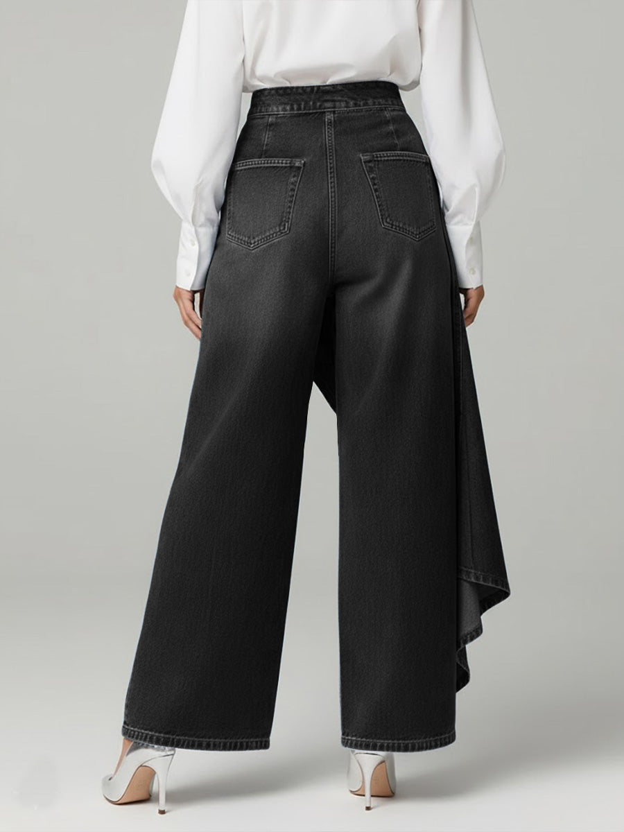 High Waist Hose Damen | Asymmetrisch & Weites Bein