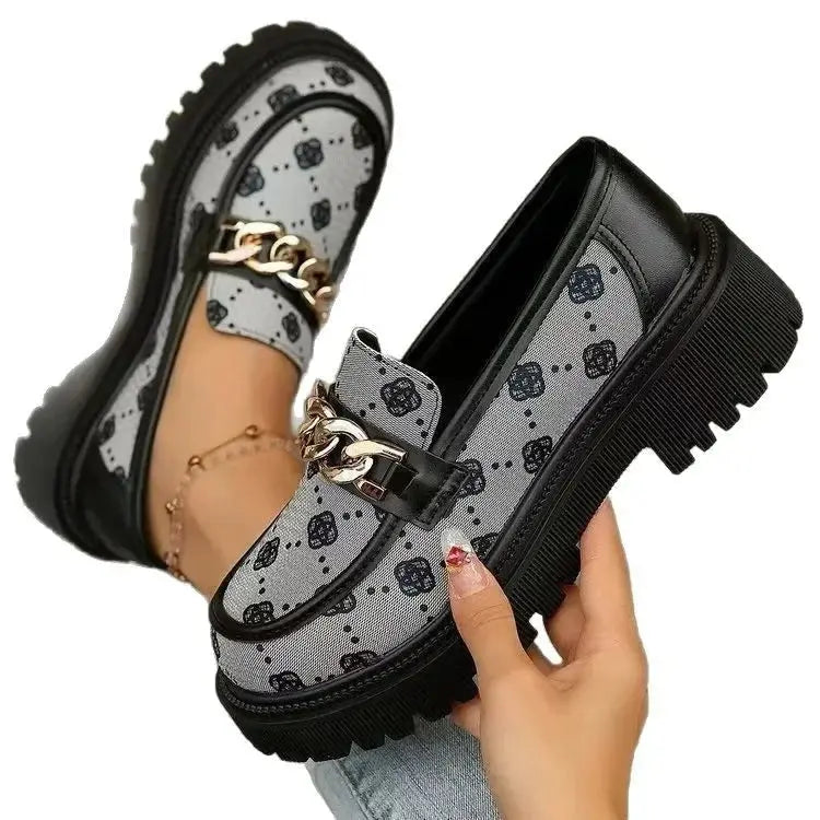 Mokassins Damen | Goldkette & Chunky Plateau Sohle