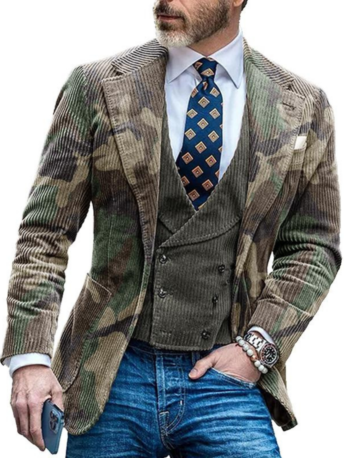 Vintage Camouflage Blazer Jacke für Herren | Lässige Passform