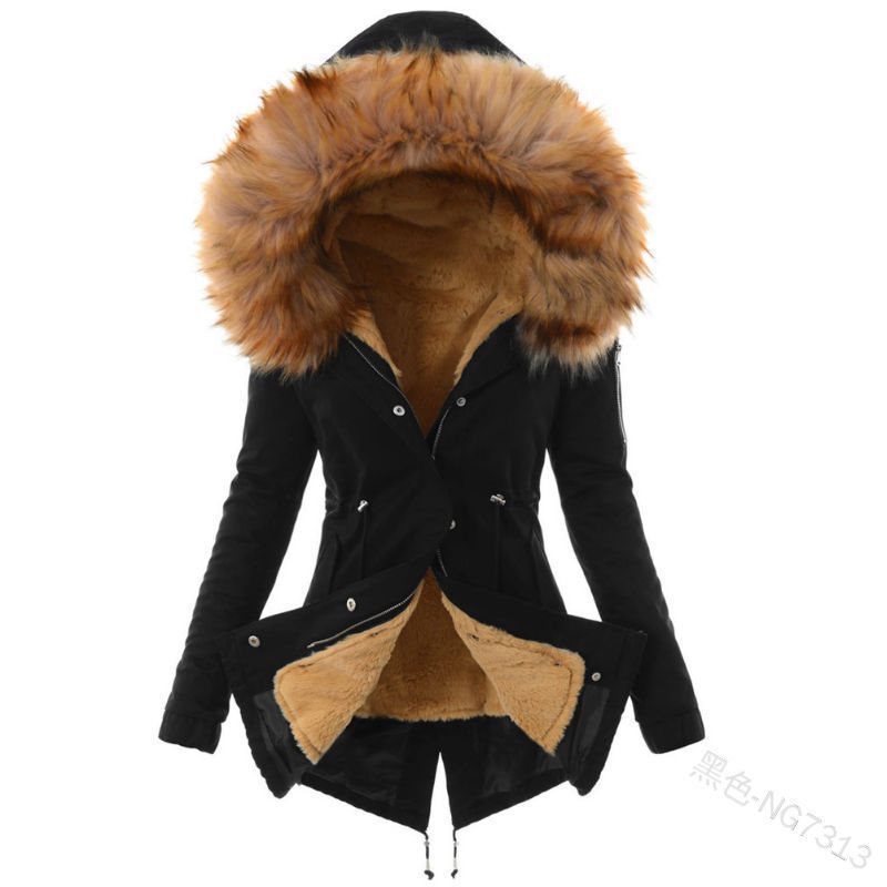 Halvorne | Damen Winterjacke gefüttert mit Kapuze - Black - Image 13