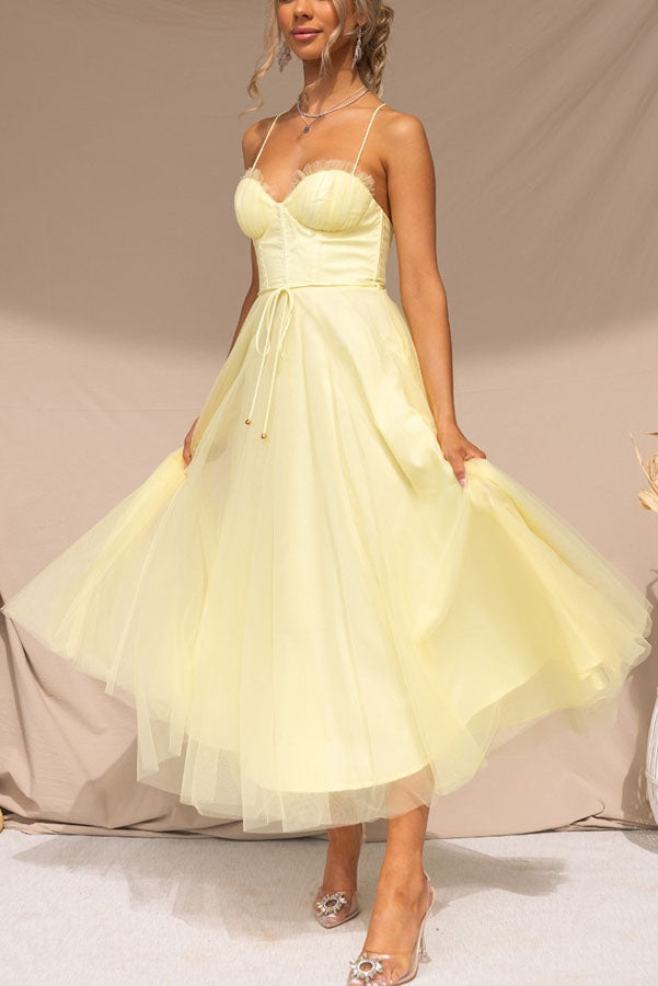 Zeitgenössisches Prinzessinnen-Maxi-Kleid mit Trägern für Partys 8