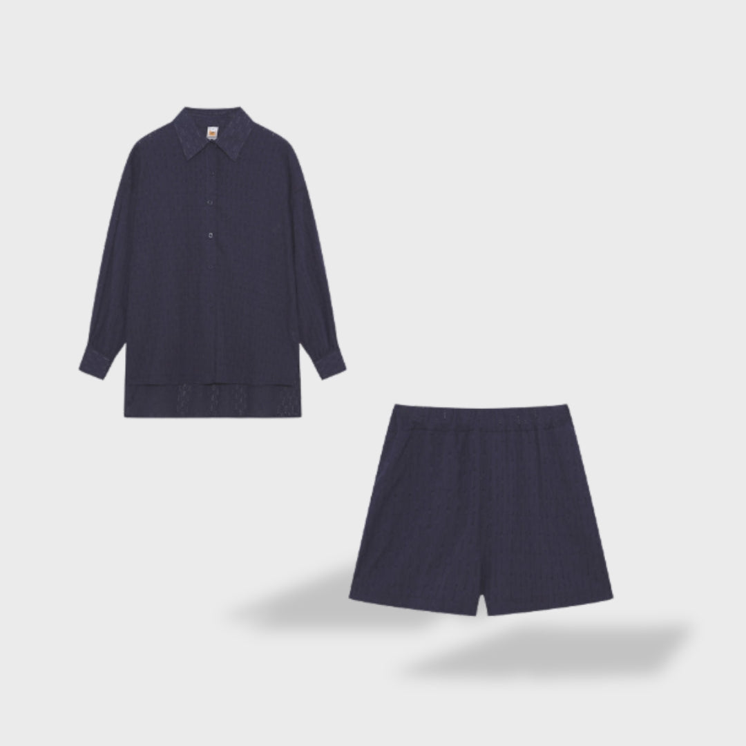 Zweiteiler Damen Sommer | Elegantes Rock-Set mit Hemdbluse