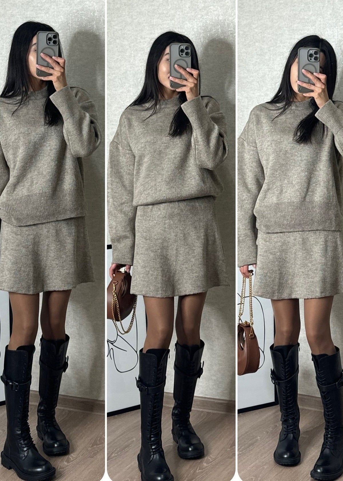 Zweiteiliges Set Damen | Strickpullover & Rock