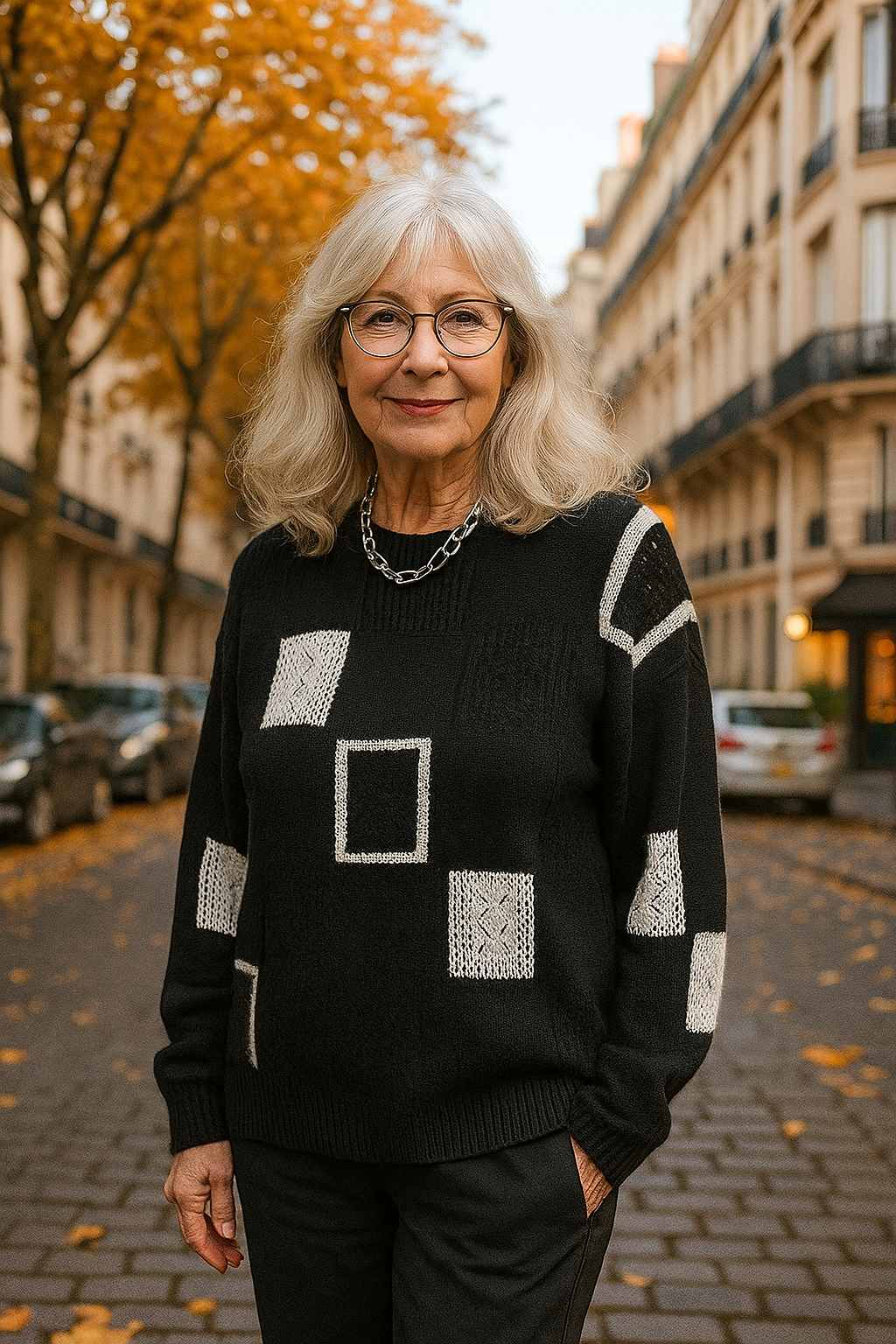 Almira | Damen Strickpullover Patchwork Rundhals - Image 4