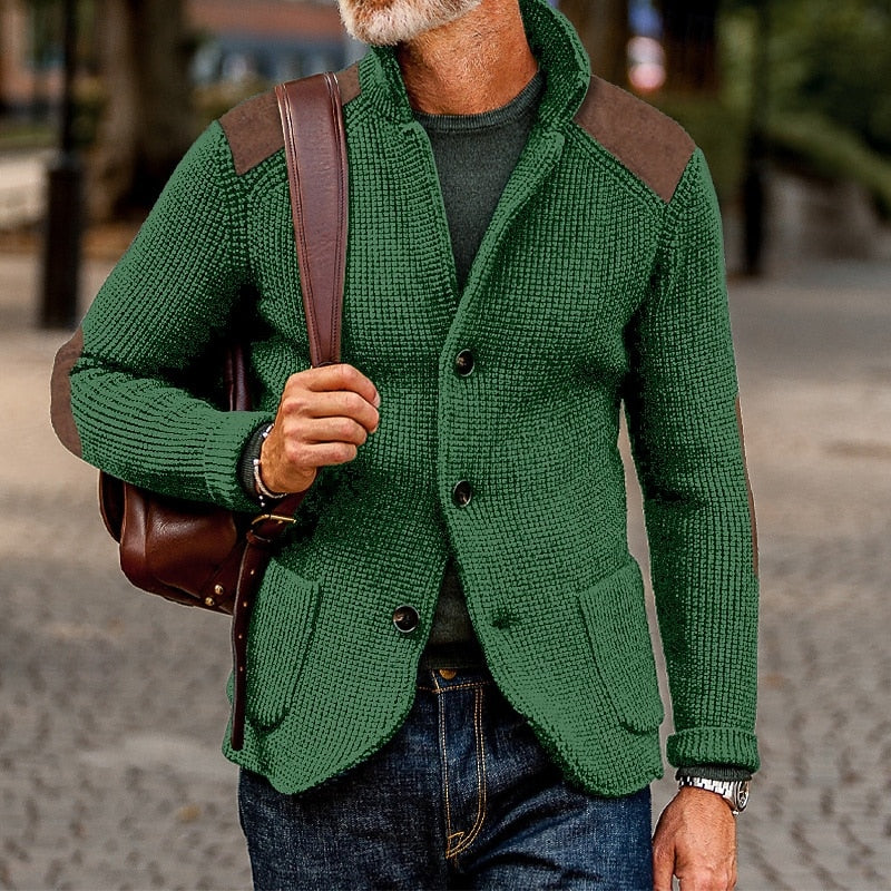 Baldomar | Herren Strickjacke mit Schulterpatches - Navy - Image 10