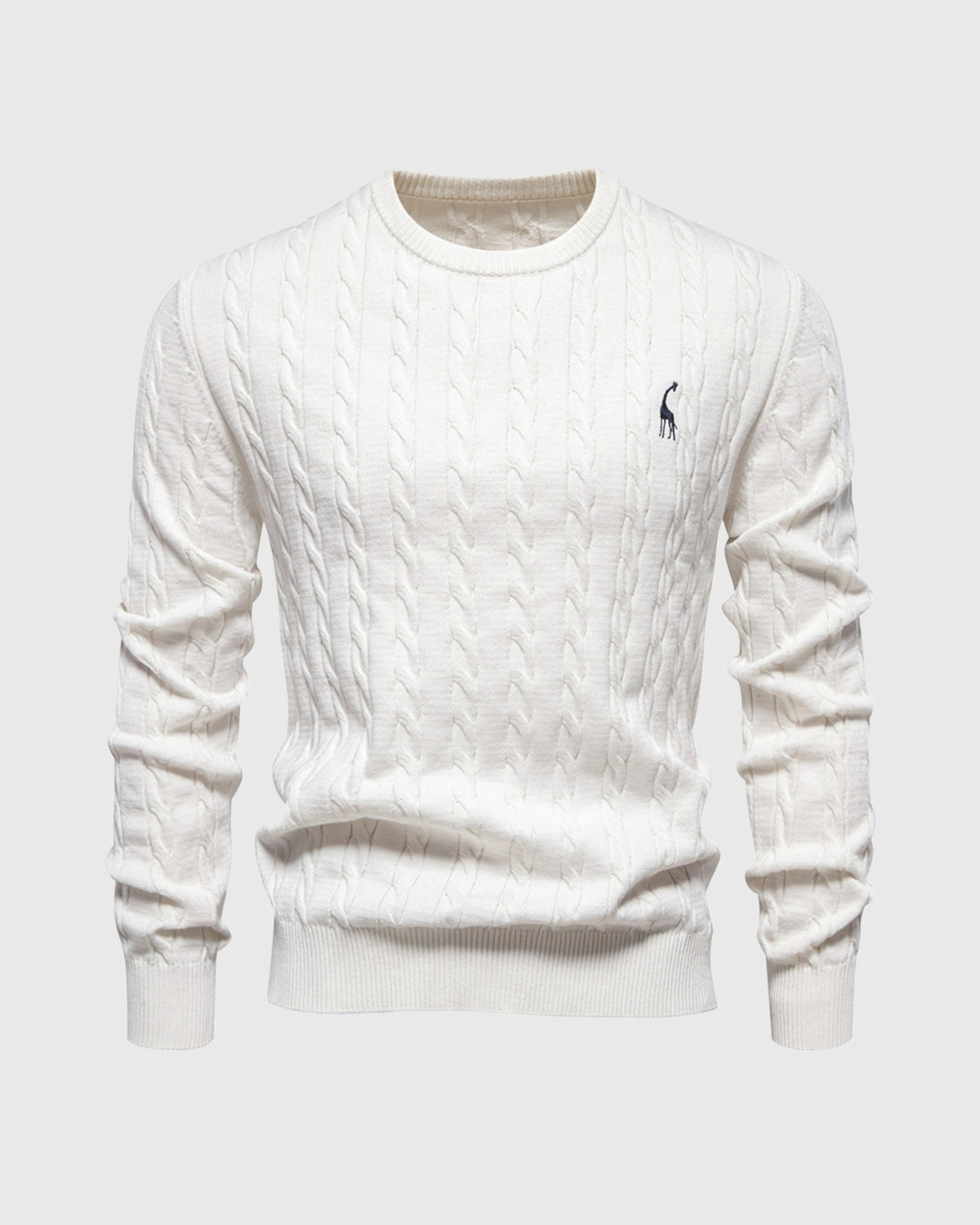 Bastian | Herren Zopfmuster Langarm Strickpullover - Beige - Image 6