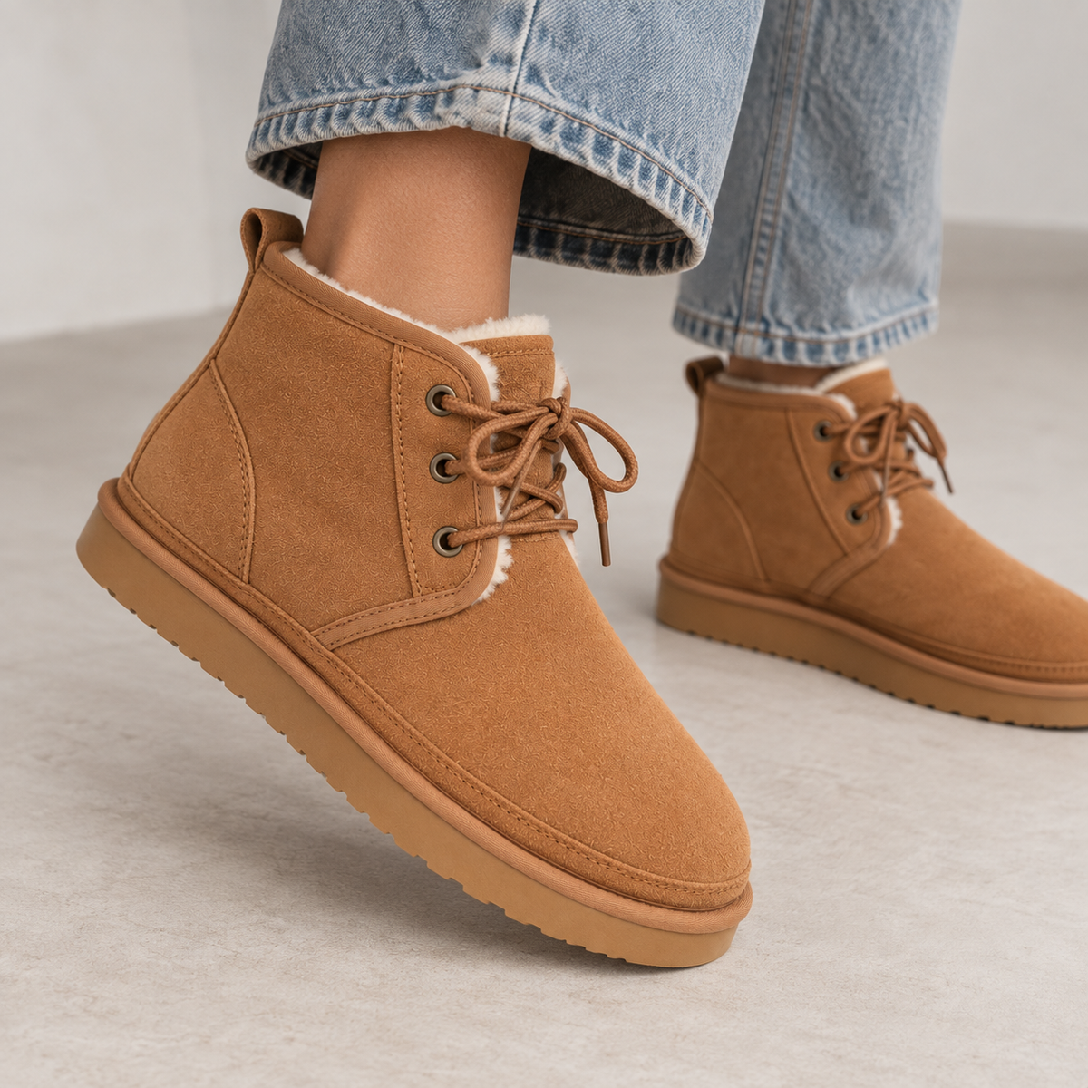 Bregvind | Damen Schnür-Stiefeletten Warm Gefüttert - Camel - Image 3