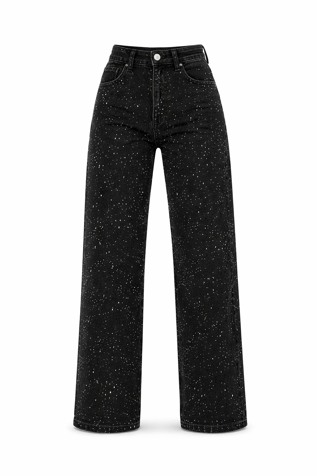 Damen High-Waist Straight-Leg Glitzer-Jeans
