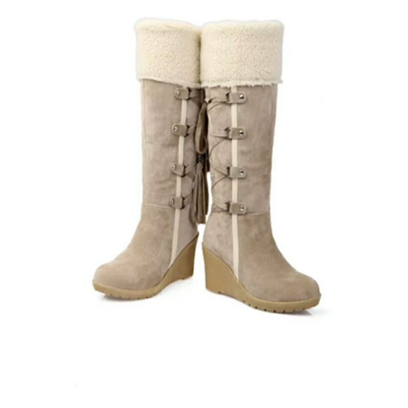 Schnürstiefel Damen | Fellumschlag & Keilabsatz 4