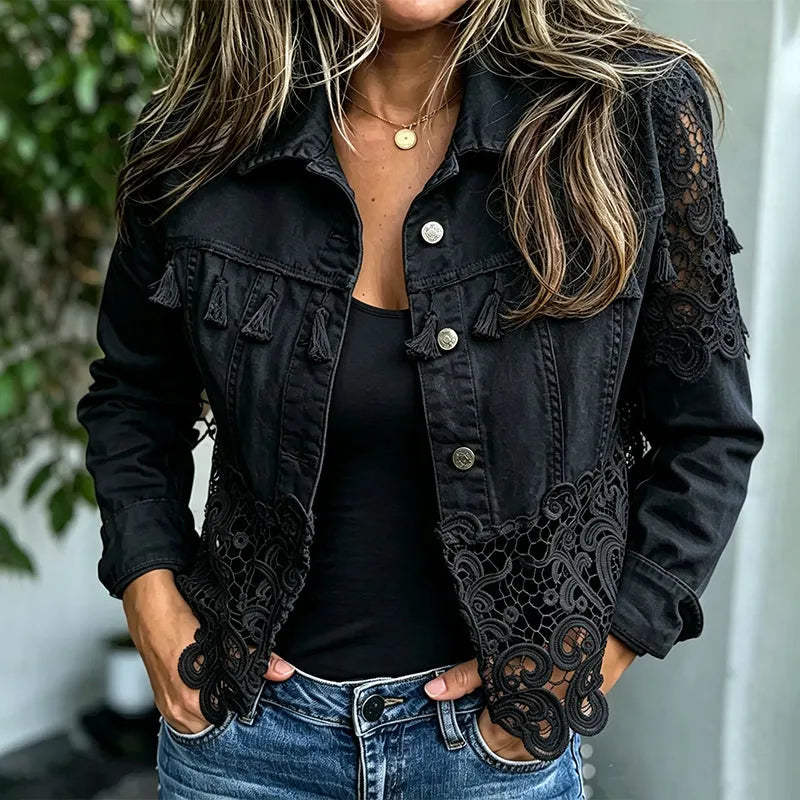 Jacke Damen | Spitzenbesatz & Knopfverschluss 6