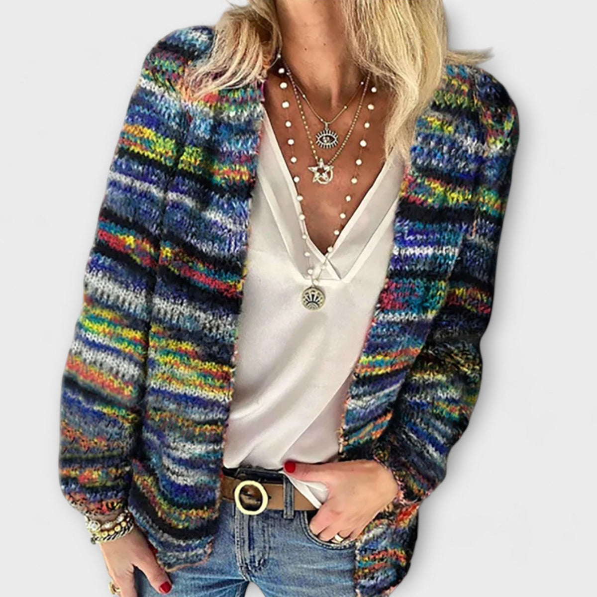 Eldwine | Damen Bunte Strickjacke Offen - Image 2