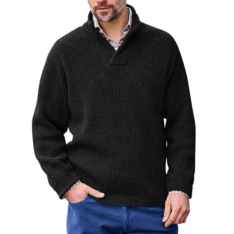 Gervold | Herren Strickpullover Schalkragen Rippenstrick - Brown - Image 7