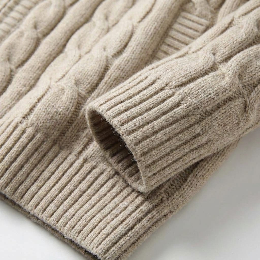 Herren Strickpullover Kapuze Gefüttert Gerippter Saum 7
