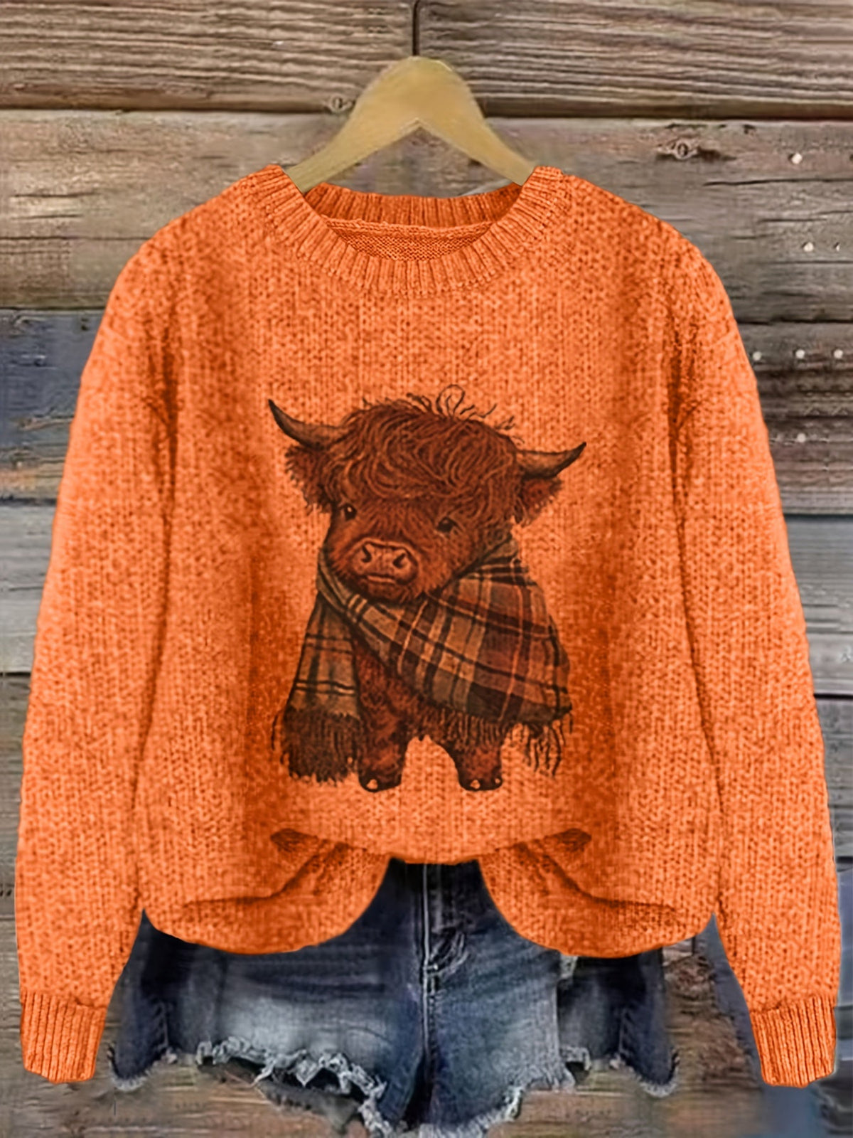 Strickpullover Damen | Highland-Kuh Motiv & Lockere Passform 6